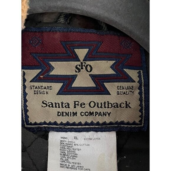 Santa Fe Outback Denim Jacket Men XL Barn Coat Western Fleece Chores Southwest - Picture 2 of 14